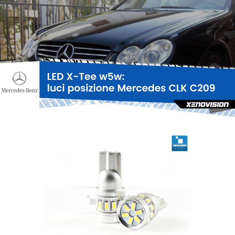 <strong>LED luci posizione per Mercedes CLK</strong> C209 2002-2009. Lampade <strong>W5W</strong> modello X-Tee Xenovision top di gamma.