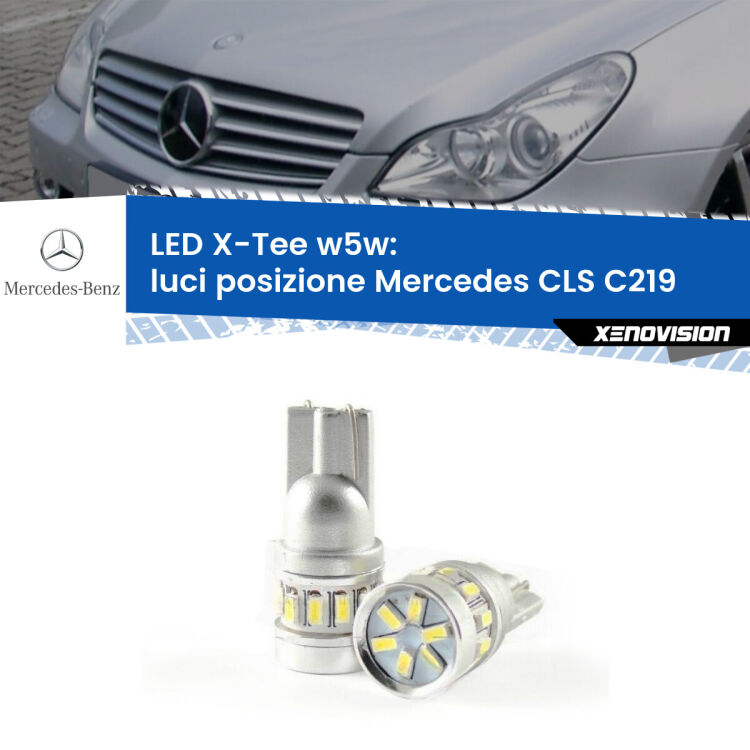 0 Luci posizione LED per Mercedes CLS C219 2004-2010: W5W X-Tee <strong>LED luci posizione per Mercedes CLS</strong> C219 2004-2010. Lampade <strong>W5W</strong> modello X-Tee Xenovision top di gamma.