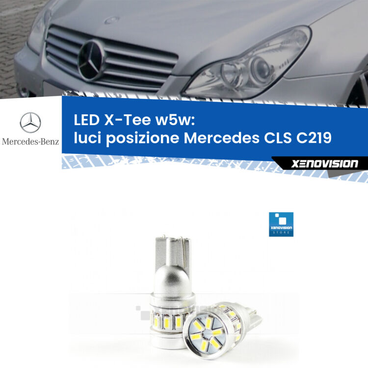<strong>LED luci posizione per Mercedes CLS</strong> C219 2004-2010. Lampade <strong>W5W</strong> modello X-Tee Xenovision top di gamma.