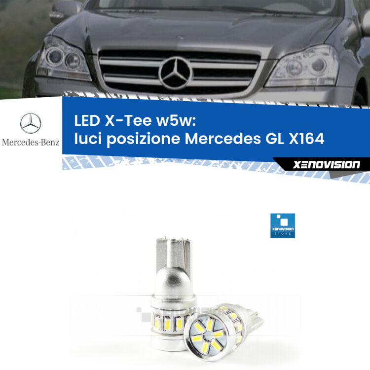 <strong>LED luci posizione per Mercedes GL</strong> X164 2006-2012. Lampade <strong>W5W</strong> modello X-Tee Xenovision top di gamma.