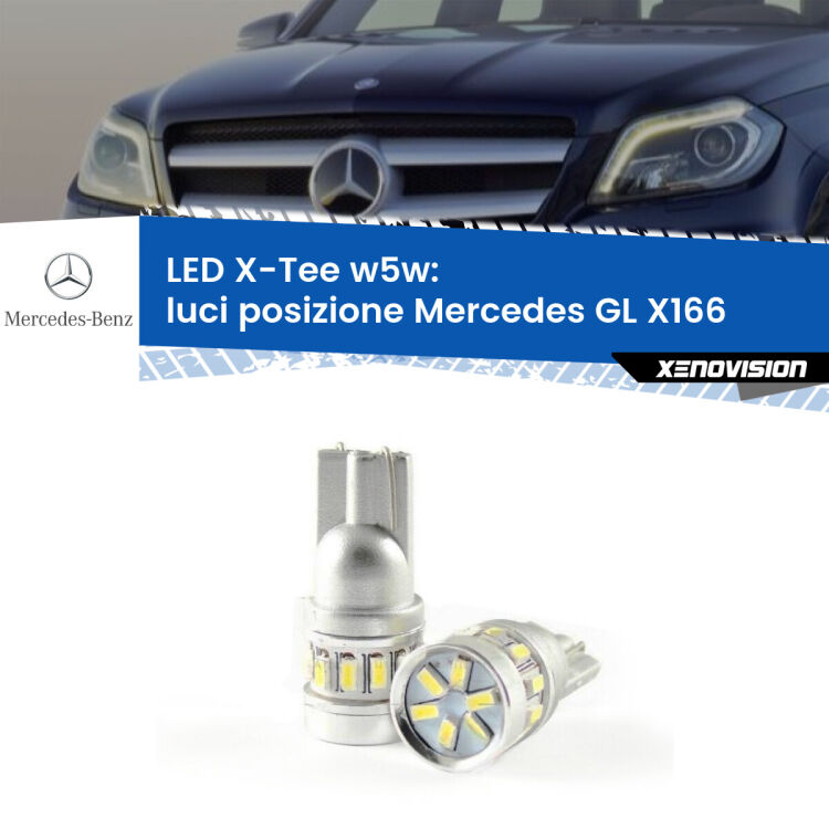 0 Luci posizione LED per Mercedes GL X166 2012-2015: W5W X-Tee <strong>LED luci posizione per Mercedes GL</strong> X166 2012-2015. Lampade <strong>W5W</strong> modello X-Tee Xenovision top di gamma.