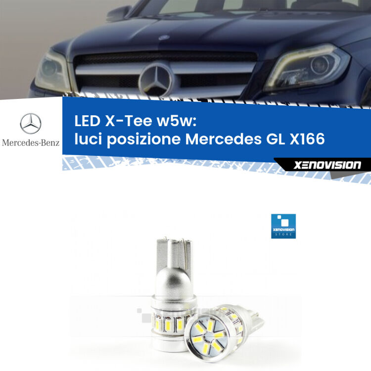 <strong>LED luci posizione per Mercedes GL</strong> X166 2012-2015. Lampade <strong>W5W</strong> modello X-Tee Xenovision top di gamma.