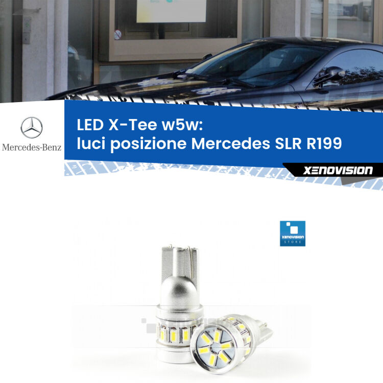 <strong>LED luci posizione per Mercedes SLR</strong> R199 2004in poi. Lampade <strong>W5W</strong> modello X-Tee Xenovision top di gamma.
