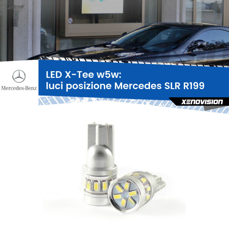 0 Luci posizione LED per Mercedes SLR R199 2004in poi: W5W X-Tee <strong>LED luci posizione per Mercedes SLR</strong> R199 2004in poi. Lampade <strong>W5W</strong> modello X-Tee Xenovision top di gamma.