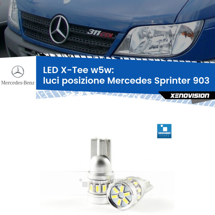 <strong>LED luci posizione per Mercedes Sprinter</strong> 903 1995-2006. Lampade <strong>W5W</strong> modello X-Tee Xenovision top di gamma.
