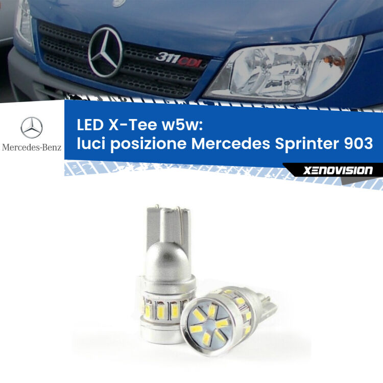 0 Luci posizione LED per Mercedes Sprinter 903 1995-2006: W5W X-Tee <strong>LED luci posizione per Mercedes Sprinter</strong> 903 1995-2006. Lampade <strong>W5W</strong> modello X-Tee Xenovision top di gamma.
