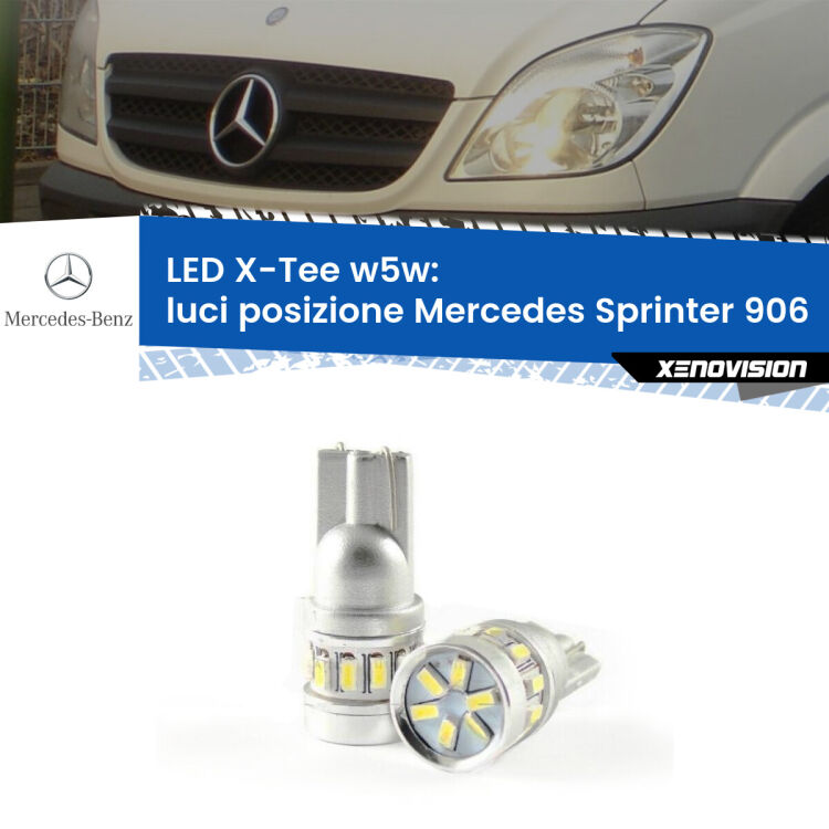 0 Luci posizione LED per Mercedes Sprinter 906 2006-2012: W5W X-Tee <strong>LED luci posizione per Mercedes Sprinter</strong> 906 2006-2012. Lampade <strong>W5W</strong> modello X-Tee Xenovision top di gamma.