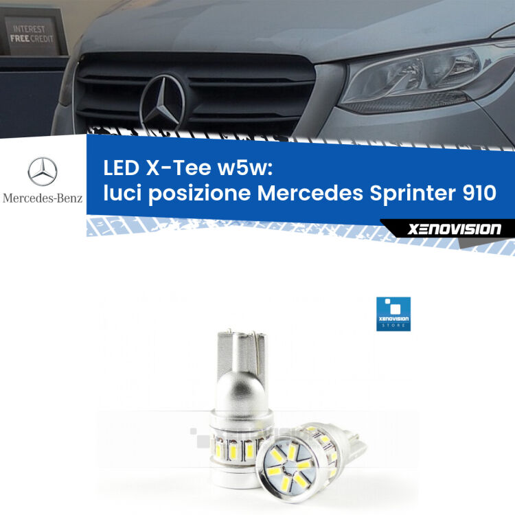 <strong>LED luci posizione per Mercedes Sprinter</strong> 910 2018in poi. Lampade <strong>W5W</strong> modello X-Tee Xenovision top di gamma.