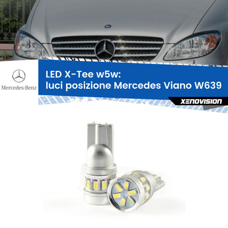 0 Luci posizione LED per Mercedes Viano W639 2003-2007: W5W X-Tee <strong>LED luci posizione per Mercedes Viano</strong> W639 2003-2007. Lampade <strong>W5W</strong> modello X-Tee Xenovision top di gamma.
