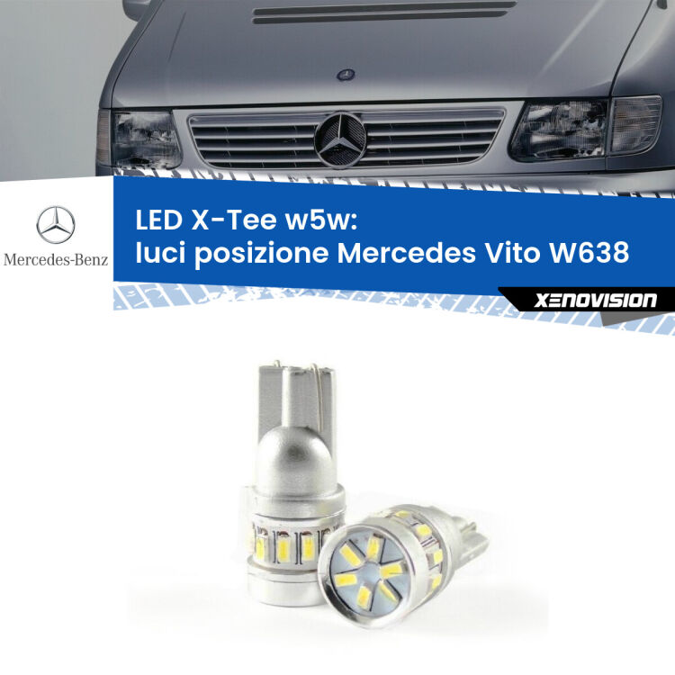 0 Luci posizione LED per Mercedes Vito W638 1996-2003: W5W X-Tee <strong>LED luci posizione per Mercedes Vito</strong> W638 1996-2003. Lampade <strong>W5W</strong> modello X-Tee Xenovision top di gamma.