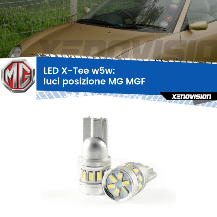 0 Luci posizione LED per MG MGF  1995-2002: W5W X-Tee <strong>LED luci posizione per MG MGF</strong>  1995-2002. Lampade <strong>W5W</strong> modello X-Tee Xenovision top di gamma.