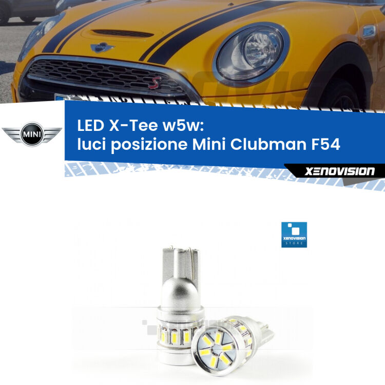 <strong>LED luci posizione per Mini Clubman</strong> F54 2014-2019. Lampade <strong>W5W</strong> modello X-Tee Xenovision top di gamma.