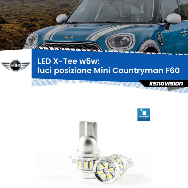 <strong>LED luci posizione per Mini Countryman</strong> F60 2016-2019. Lampade <strong>W5W</strong> modello X-Tee Xenovision top di gamma.