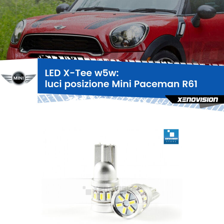 <strong>LED luci posizione per Mini Paceman</strong> R61 2012-2016. Lampade <strong>W5W</strong> modello X-Tee Xenovision top di gamma.