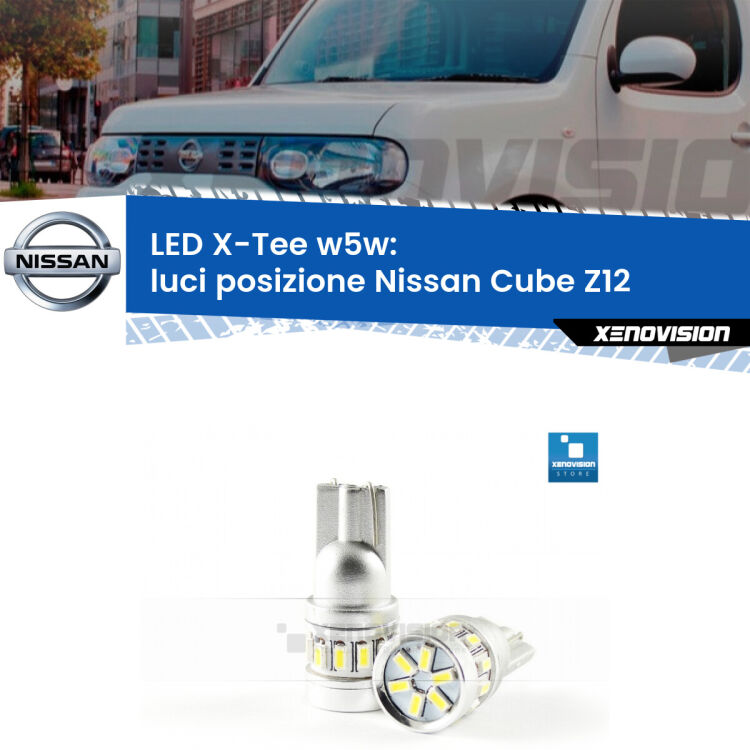 <strong>LED luci posizione per Nissan Cube</strong> Z12 2008-2012. Lampade <strong>W5W</strong> modello X-Tee Xenovision top di gamma.
