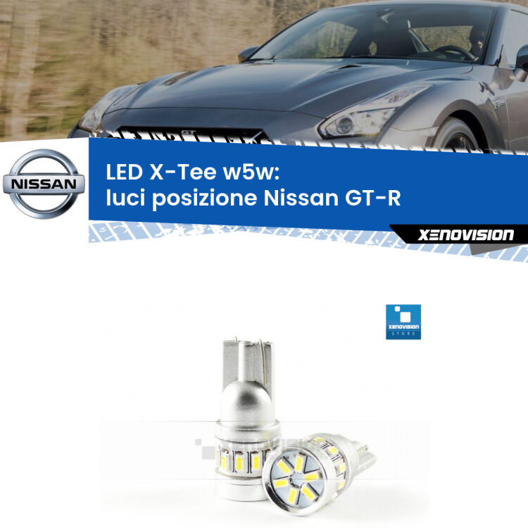 <strong>LED luci posizione per Nissan GT-R</strong>  2007in poi. Lampade <strong>W5W</strong> modello X-Tee Xenovision top di gamma.