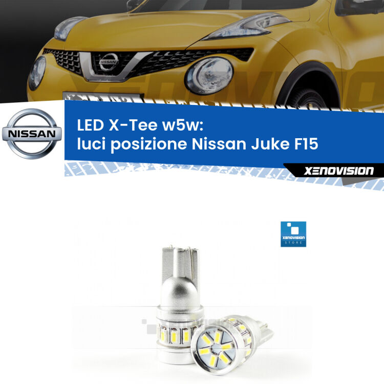 <strong>LED luci posizione per Nissan Juke</strong> F15 2010-2014. Lampade <strong>W5W</strong> modello X-Tee Xenovision top di gamma.