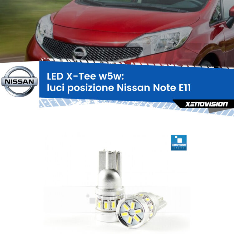 <strong>LED luci posizione per Nissan Note</strong> E11 2006-2013. Lampade <strong>W5W</strong> modello X-Tee Xenovision top di gamma.