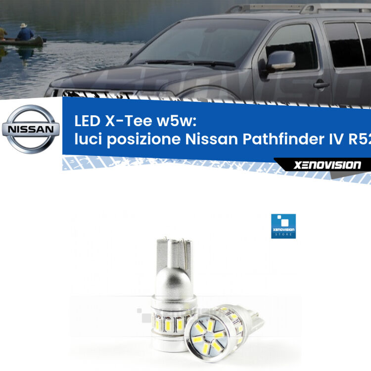 <strong>LED luci posizione per Nissan Pathfinder IV</strong> R52 2012in poi. Lampade <strong>W5W</strong> modello X-Tee Xenovision top di gamma.