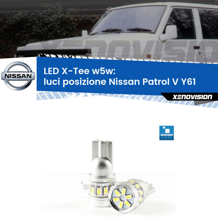 <strong>LED luci posizione per Nissan Patrol V</strong> Y61 1997-2009. Lampade <strong>W5W</strong> modello X-Tee Xenovision top di gamma.