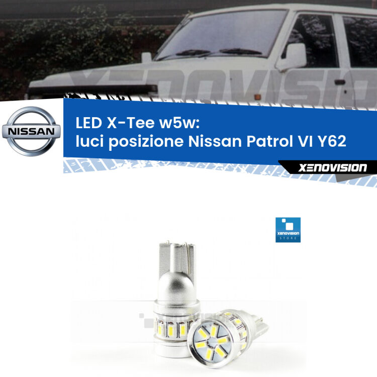 <strong>LED luci posizione per Nissan Patrol VI</strong> Y62 2010in poi. Lampade <strong>W5W</strong> modello X-Tee Xenovision top di gamma.