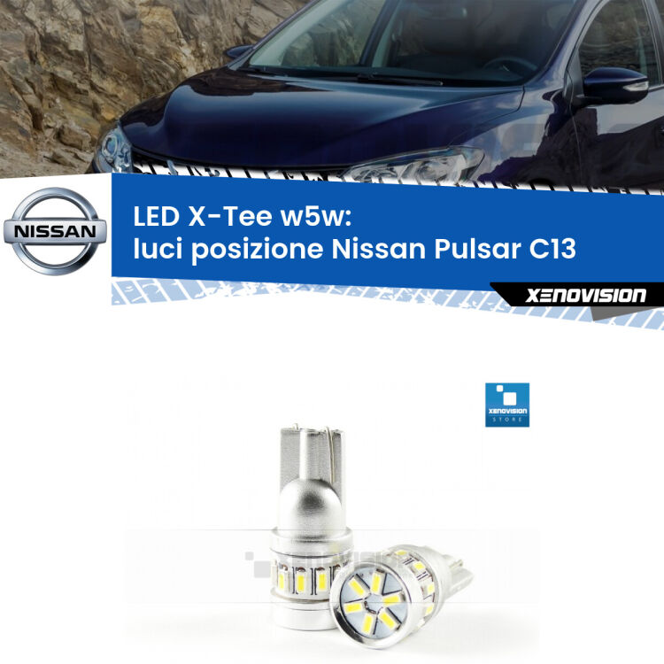 <strong>LED luci posizione per Nissan Pulsar</strong> C13 2014-2018. Lampade <strong>W5W</strong> modello X-Tee Xenovision top di gamma.