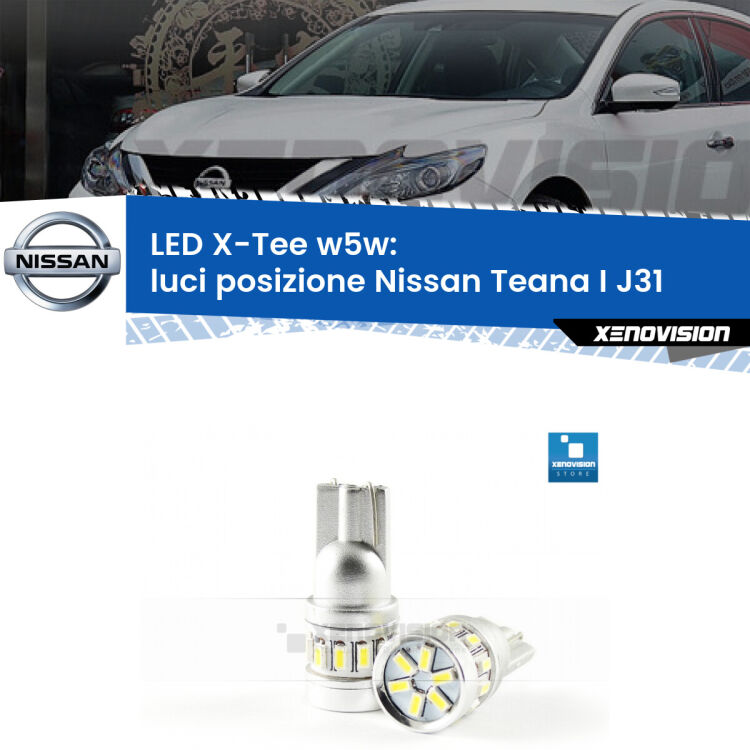 <strong>LED luci posizione per Nissan Teana I</strong> J31 2003-2008. Lampade <strong>W5W</strong> modello X-Tee Xenovision top di gamma.