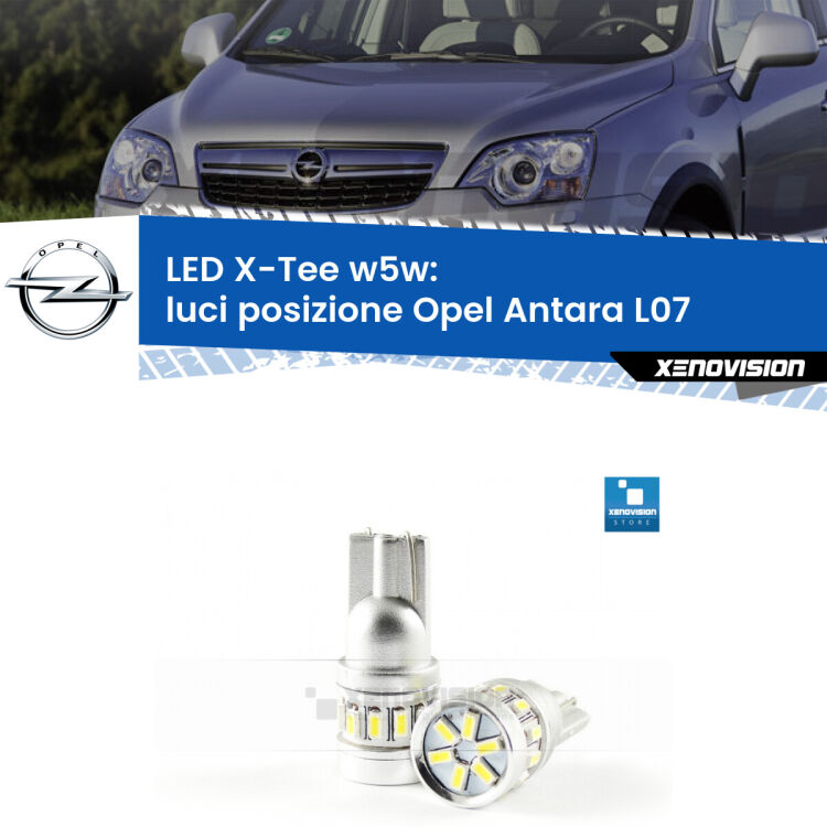<strong>LED luci posizione per Opel Antara</strong> L07 2006-2015. Lampade <strong>W5W</strong> modello X-Tee Xenovision top di gamma.