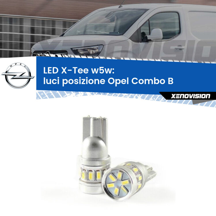 0 Luci posizione LED per Opel Combo B  1994-2001: W5W X-Tee <strong>LED luci posizione per Opel Combo B</strong>  1994-2001. Lampade <strong>W5W</strong> modello X-Tee Xenovision top di gamma.
