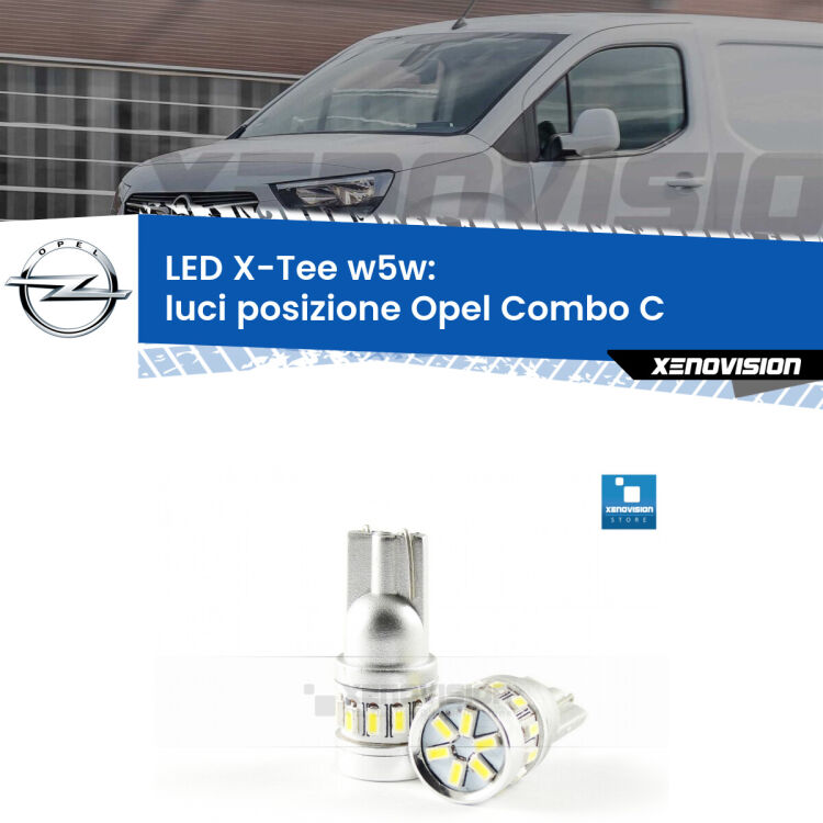 <strong>LED luci posizione per Opel Combo C</strong>  2001-2011. Lampade <strong>W5W</strong> modello X-Tee Xenovision top di gamma.
