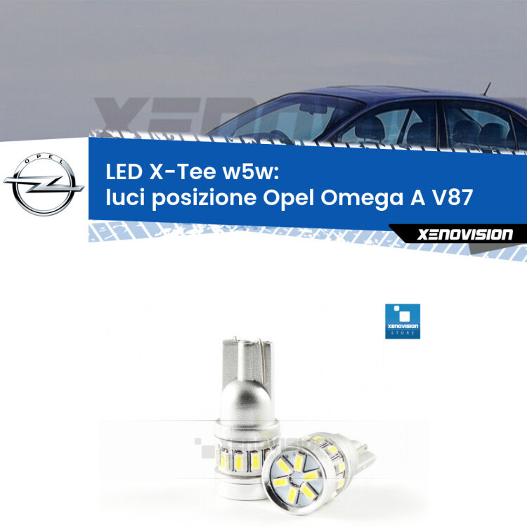 <strong>LED luci posizione per Opel Omega A</strong> V87 1986-1994. Lampade <strong>W5W</strong> modello X-Tee Xenovision top di gamma.