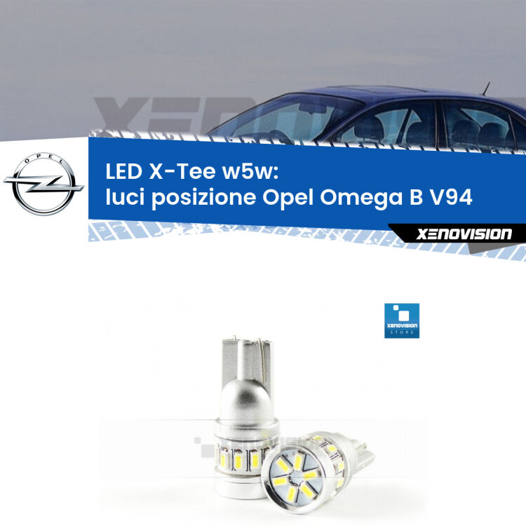 <strong>LED luci posizione per Opel Omega B</strong> V94 1994-2003. Lampade <strong>W5W</strong> modello X-Tee Xenovision top di gamma.
