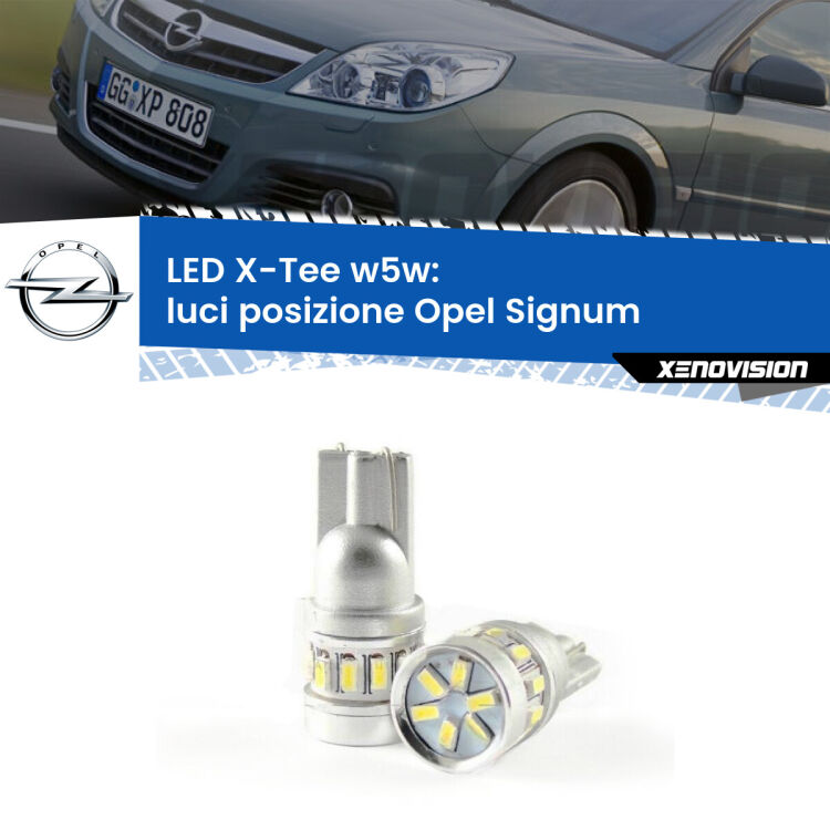 0 Luci posizione LED per Opel Signum  2003-2008: W5W X-Tee <strong>LED luci posizione per Opel Signum</strong>  2003-2008. Lampade <strong>W5W</strong> modello X-Tee Xenovision top di gamma.