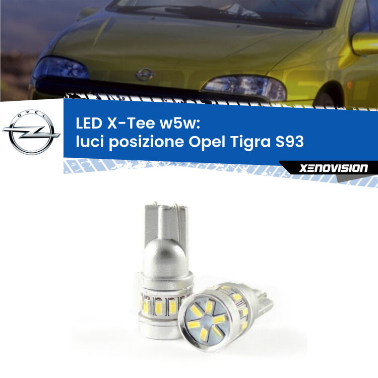 0 Luci posizione LED per Opel Tigra S93 1994-2000: W5W X-Tee <strong>LED luci posizione per Opel Tigra</strong> S93 1994-2000. Lampade <strong>W5W</strong> modello X-Tee Xenovision top di gamma.