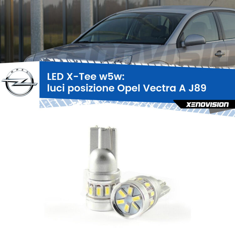 0 Luci posizione LED per Opel Vectra A J89 1988-1995: W5W X-Tee <strong>LED luci posizione per Opel Vectra A</strong> J89 1988-1995. Lampade <strong>W5W</strong> modello X-Tee Xenovision top di gamma.