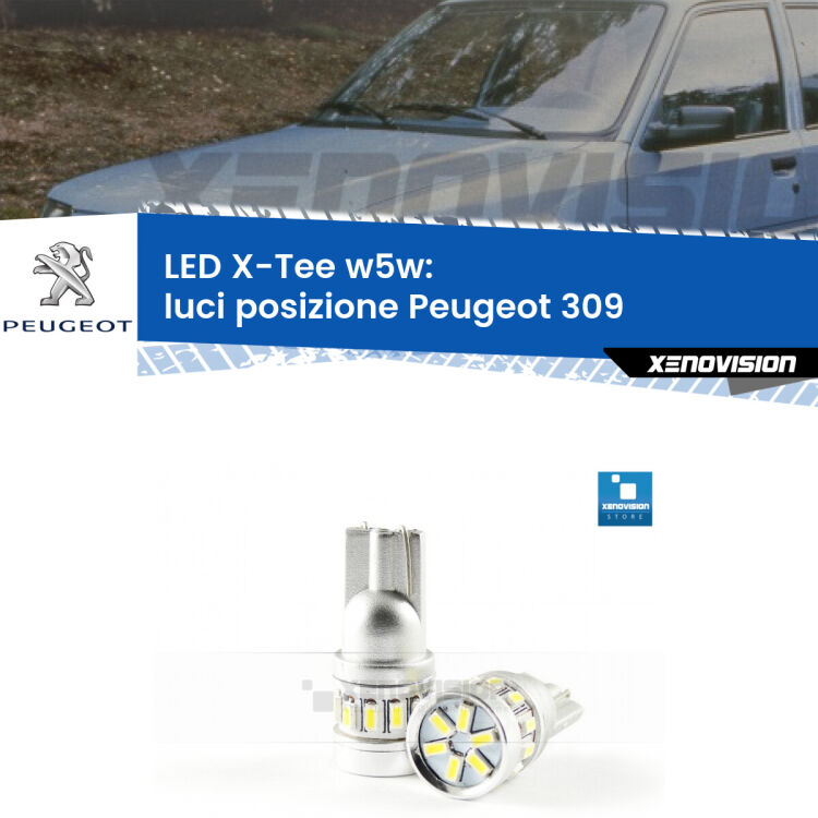 <strong>LED luci posizione per Peugeot 309</strong>  1989-1993. Lampade <strong>W5W</strong> modello X-Tee Xenovision top di gamma.