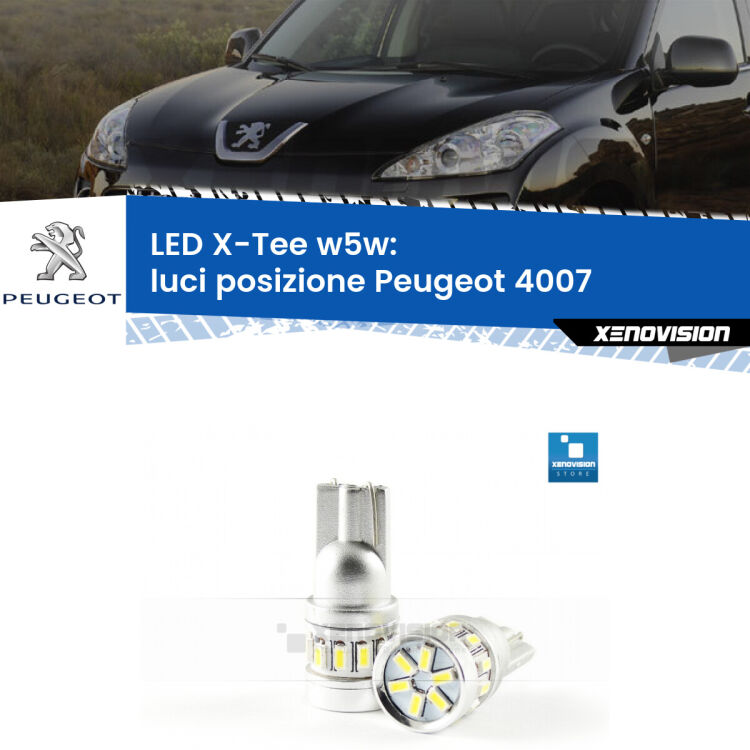<strong>LED luci posizione per Peugeot 4007</strong>  2007-2012. Lampade <strong>W5W</strong> modello X-Tee Xenovision top di gamma.