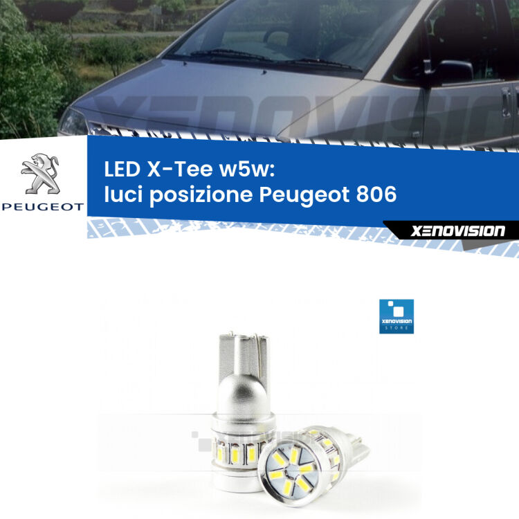 <strong>LED luci posizione per Peugeot 806</strong>  1994-2002. Lampade <strong>W5W</strong> modello X-Tee Xenovision top di gamma.