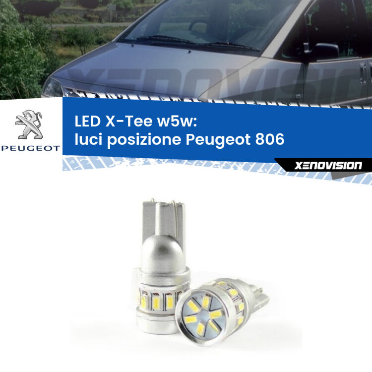 0 Luci posizione LED per Peugeot 806  1994-2002: W5W X-Tee <strong>LED luci posizione per Peugeot 806</strong>  1994-2002. Lampade <strong>W5W</strong> modello X-Tee Xenovision top di gamma.