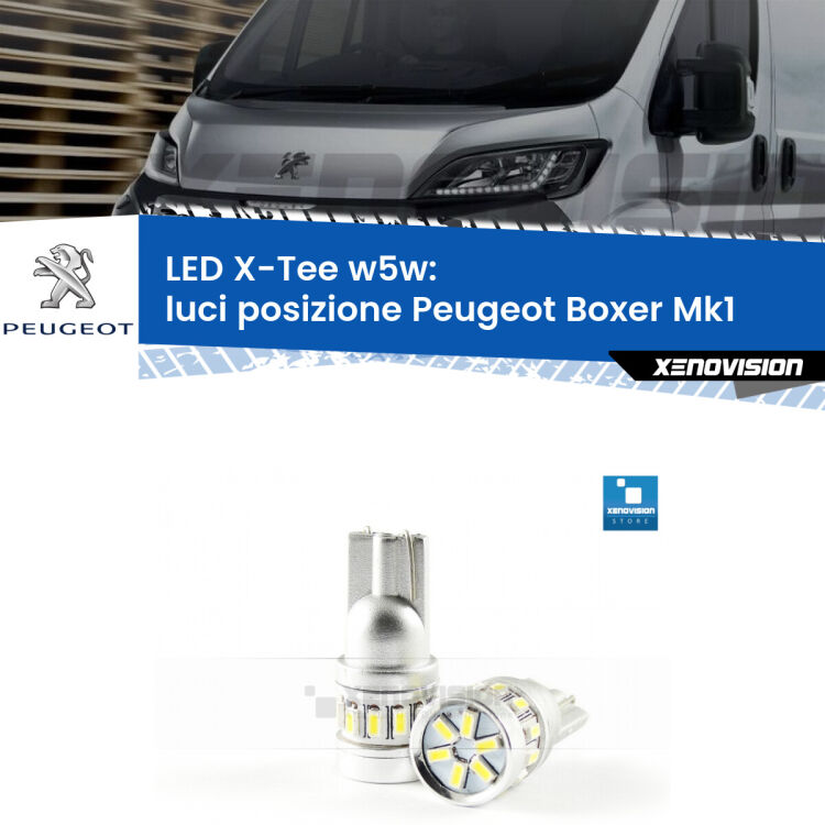 <strong>LED luci posizione per Peugeot Boxer</strong> Mk1 1994-2002. Lampade <strong>W5W</strong> modello X-Tee Xenovision top di gamma.
