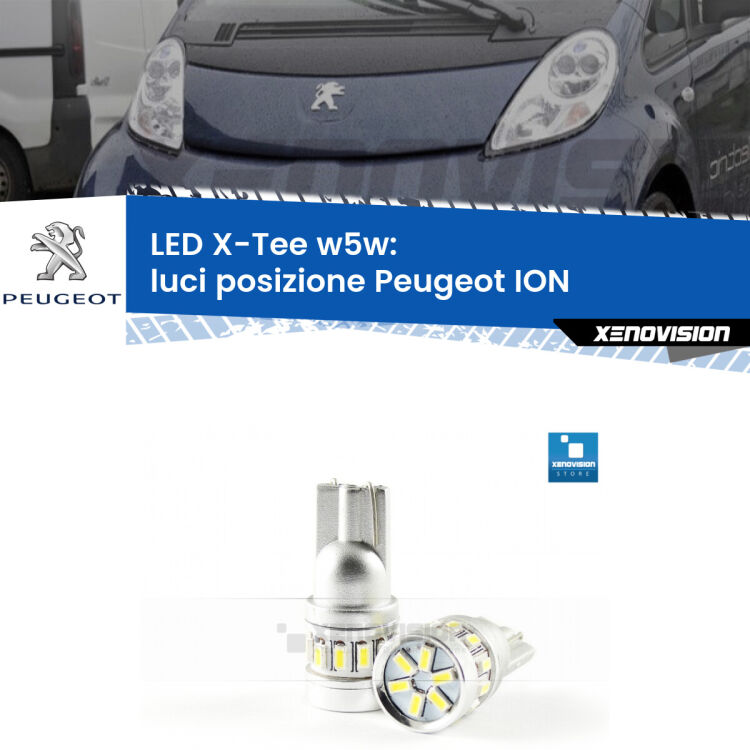 <strong>LED luci posizione per Peugeot ION</strong>  2010-2019. Lampade <strong>W5W</strong> modello X-Tee Xenovision top di gamma.