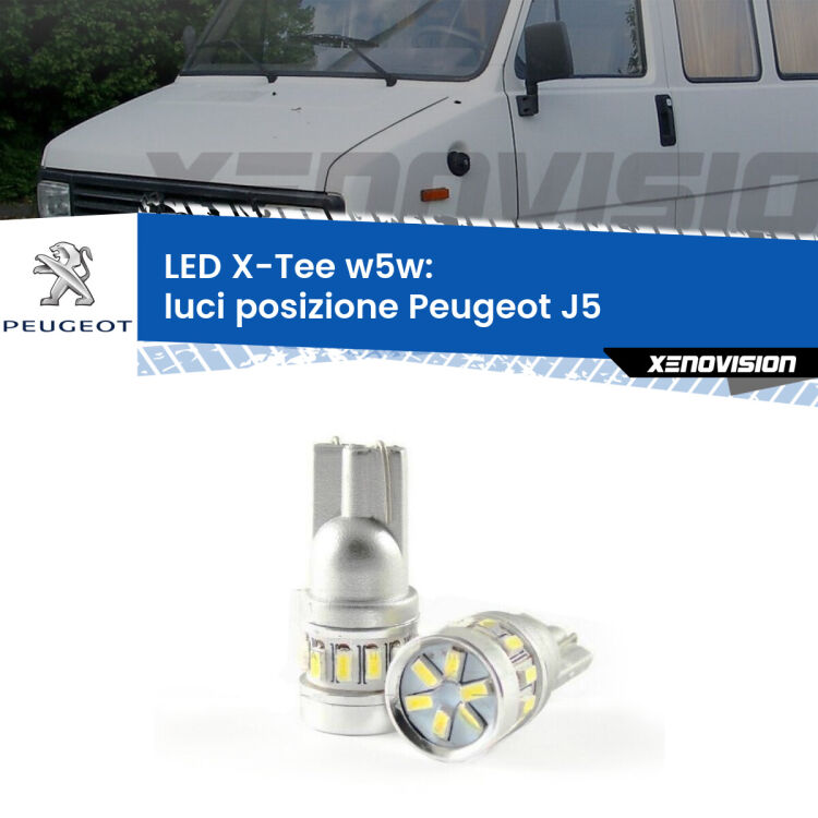 0 Luci posizione LED per Peugeot J5 1990-1994: W5W X-Tee <strong>LED luci posizione per Peugeot J5</strong> 1990-1994. Lampade <strong>W5W</strong> modello X-Tee Xenovision top di gamma.