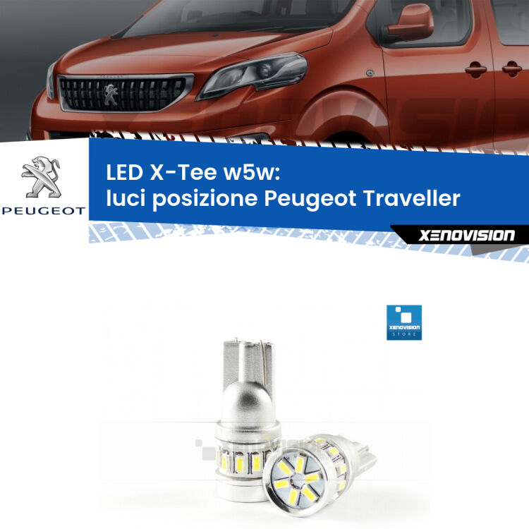 <strong>LED luci posizione per Peugeot Traveller</strong>  2016in poi. Lampade <strong>W5W</strong> modello X-Tee Xenovision top di gamma.