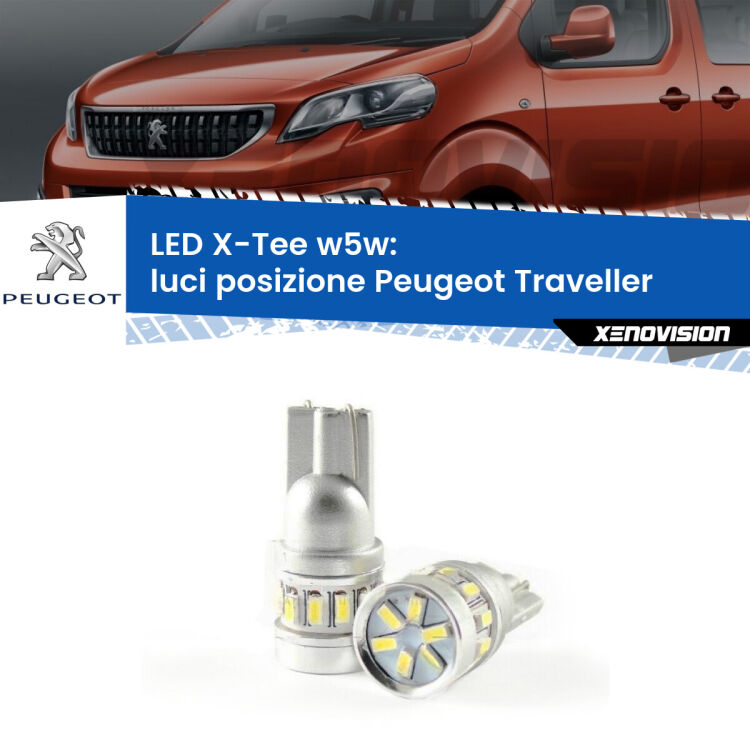 0 Luci posizione LED per Peugeot Traveller 2016in poi: W5W X-Tee <strong>LED luci posizione per Peugeot Traveller</strong> 2016in poi. Lampade <strong>W5W</strong> modello X-Tee Xenovision top di gamma.