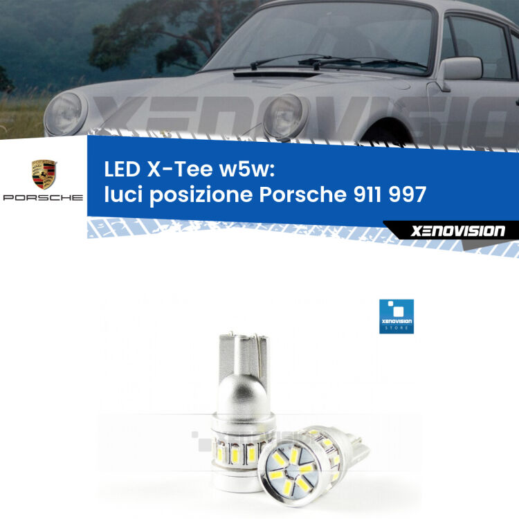 <strong>LED luci posizione per Porsche 911</strong> 997 2004-2008. Lampade <strong>W5W</strong> modello X-Tee Xenovision top di gamma.