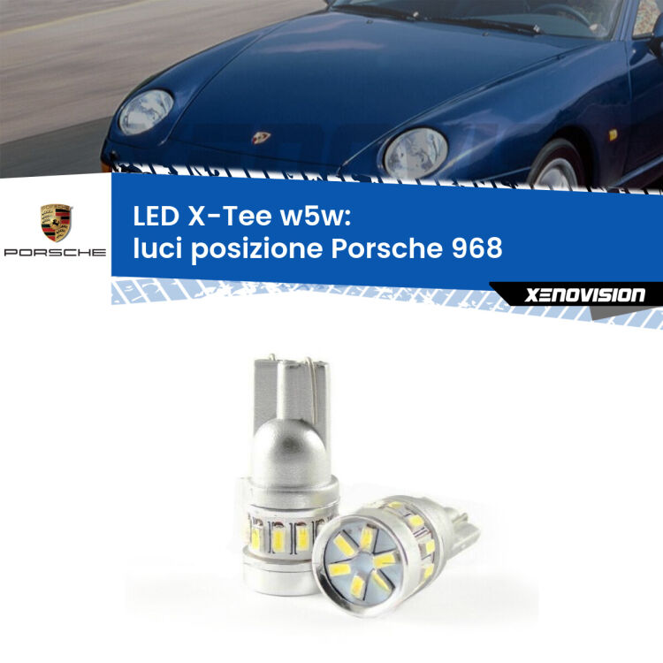 0 Luci posizione LED per Porsche 968  1991-1995: W5W X-Tee <strong>LED luci posizione per Porsche 968</strong>  1991-1995. Lampade <strong>W5W</strong> modello X-Tee Xenovision top di gamma.