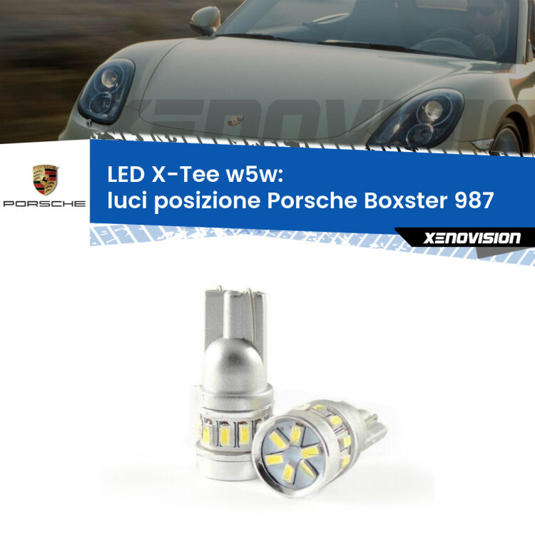 0 Luci posizione LED per Porsche Boxster 987 2004-2008: W5W X-Tee <strong>LED luci posizione per Porsche Boxster</strong> 987 2004-2008. Lampade <strong>W5W</strong> modello X-Tee Xenovision top di gamma.