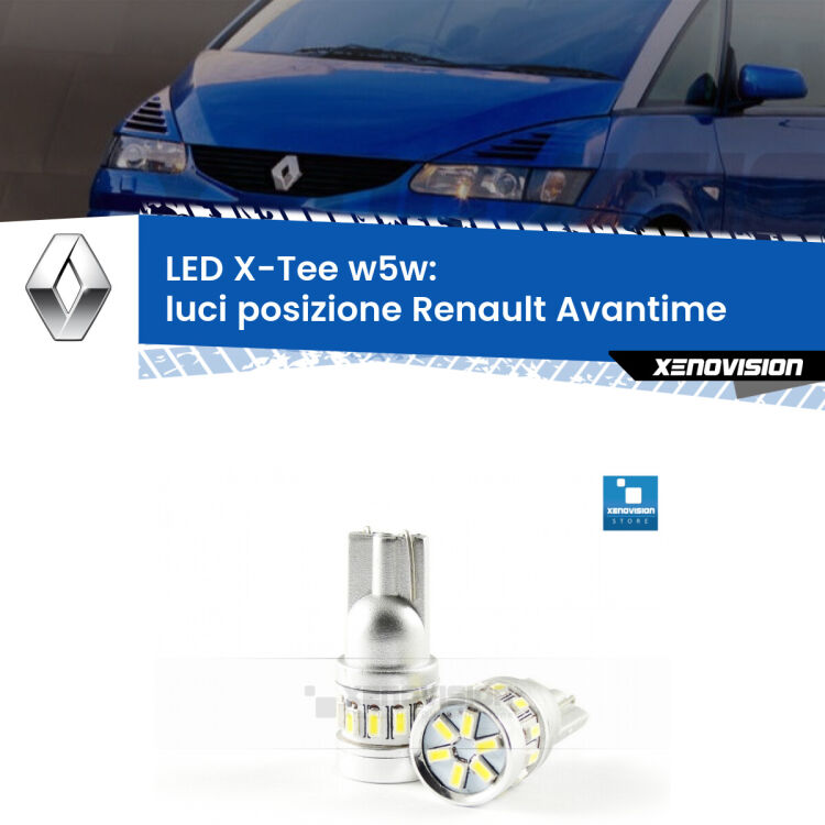<strong>LED luci posizione per Renault Avantime</strong>  2001-2003. Lampade <strong>W5W</strong> modello X-Tee Xenovision top di gamma.
