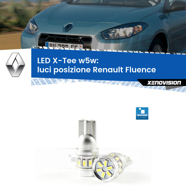 <strong>LED luci posizione per Renault Fluence</strong>  2010-2015. Lampade <strong>W5W</strong> modello X-Tee Xenovision top di gamma.