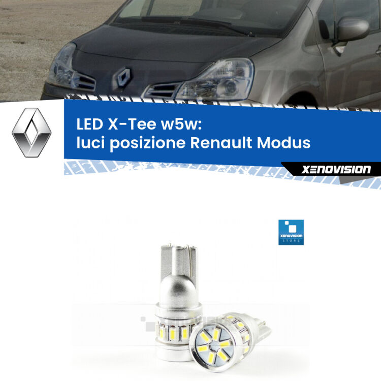 <strong>LED luci posizione per Renault Modus</strong>  2004-2012. Lampade <strong>W5W</strong> modello X-Tee Xenovision top di gamma.